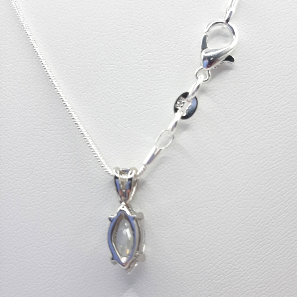 Marquise Diamond cz Silver Cubic Zirconia Necklace Sterling Chain - Picture 3 of 3
